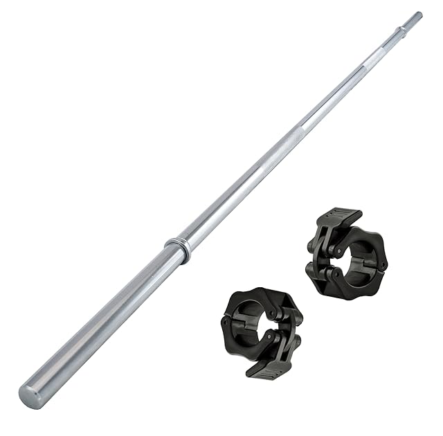 POWER-XTREME chromed 195 cm barbell with smooth sleeves and plastic compression collars