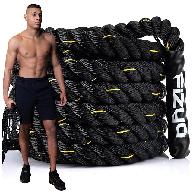 FIZYO 12 m battle rope with three-strand construction and non-slip grips