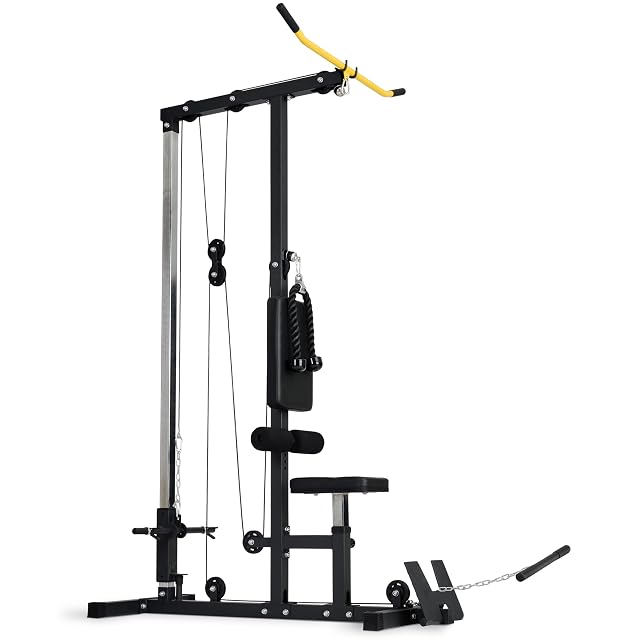 Ultrasport lat tower with seat, leg pad, lat bar and triceps rope