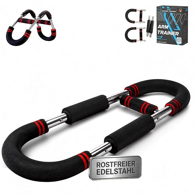 MUSQEL PREMIUM twister of two hooked steel bars in black foam with red bands, box and stainless-steel plaque