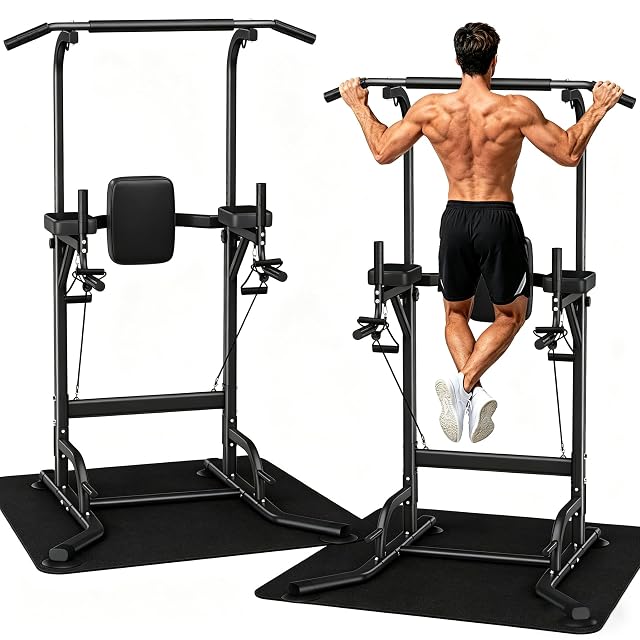 Dskeuzeew multifunction power tower with triangular frame and PU leather padding