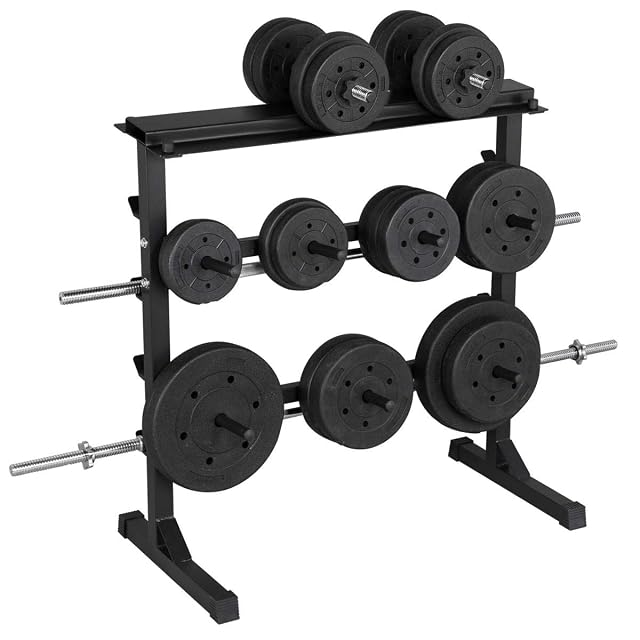 Yaheetech three-tier powder-coated metal weight rack