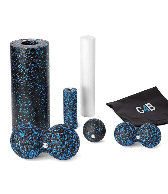 CLUB4BRANDS seven-piece fascia set of rollers and balls with a nylon bag