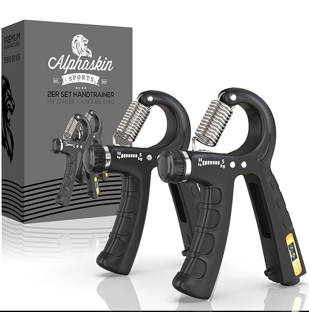 ALPHASKIN pair of black hand grippers with counters