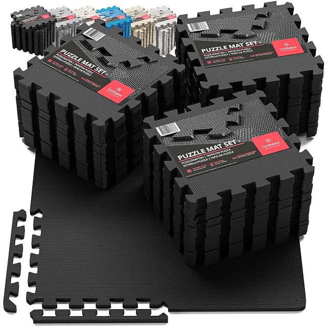 BeMaxx anthracite EVA puzzle floor tiles with straight edge pieces