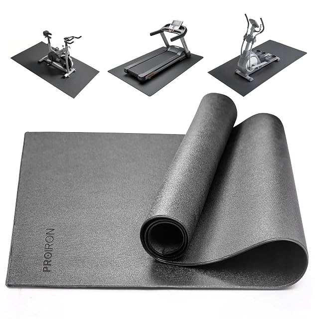 PROIRON black rollable floor protection mat under fitness equipment