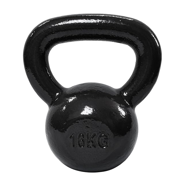 Amazon Basics black painted cast iron kettlebell, 16 kg