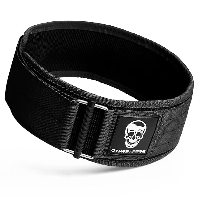 Gymreapers black neoprene lifting belt with a metal self-locking quick-release buckle