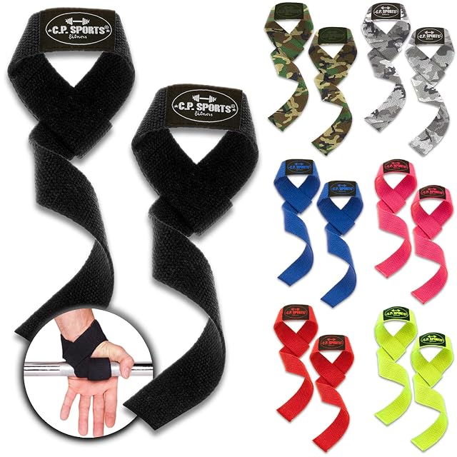 C.P. Sports pair of black cotton lifting straps