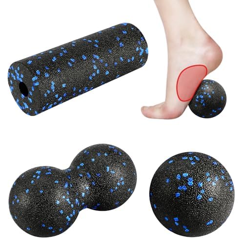 Collazoey three black pieces flecked with blue — a hollow roller, a peanut ball and a single ball