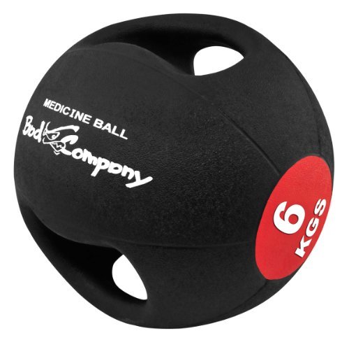 Bad Company Pro-Grip medicine ball with double handles and dimpled rubber surface