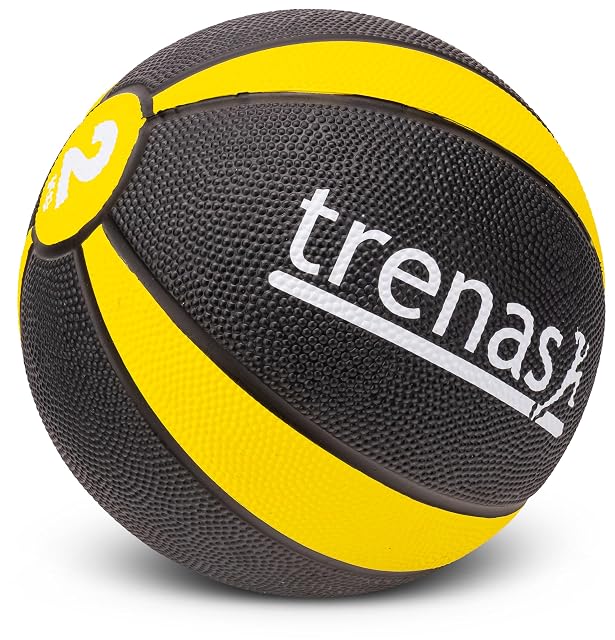 trenas PRO rubber medicine ball in black and yellow, 2 kg