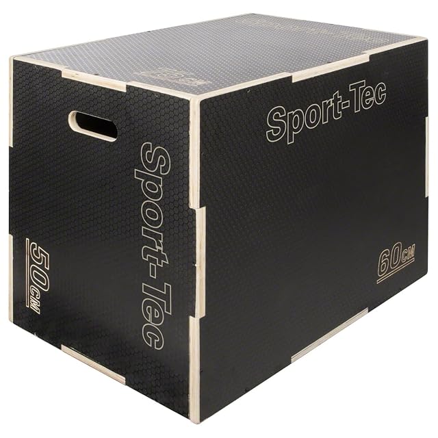 Sport-Tec 3-in-1 wooden jump trainer box, 75 by 60 by 50 cm