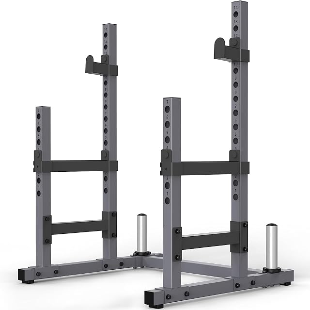 PASYOU SR30 squat rack with thick steel uprights, J-hooks and plate storage posts
