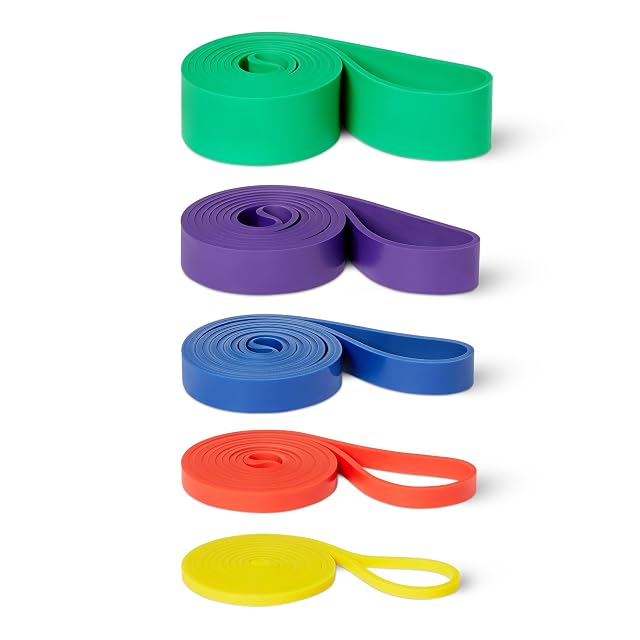 Amazon Basics set of five colour-coded resistance bands
