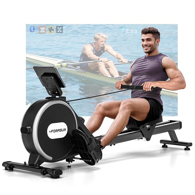 DMASUN folding magnetic rowing machine with upgraded double slide rails