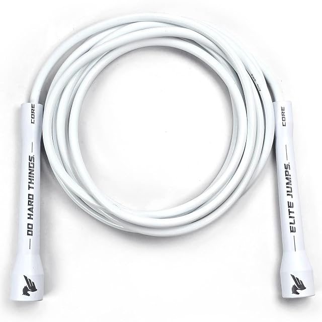 EliteSRS white 6 mm PVC skipping rope with long handles