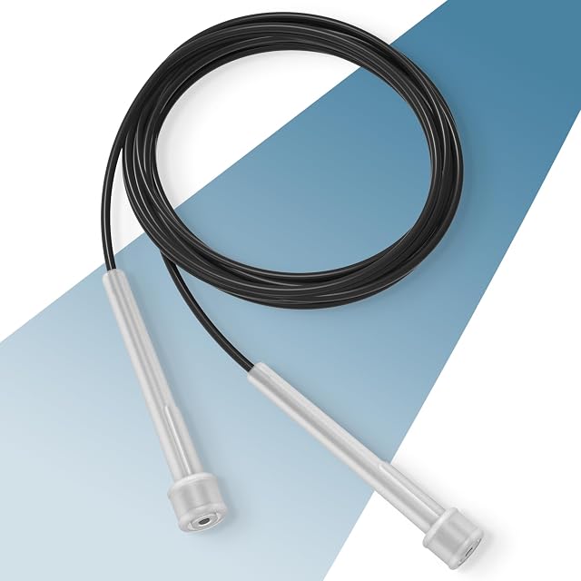 PORTENTUM adjustable speed skipping rope with ergonomic handles