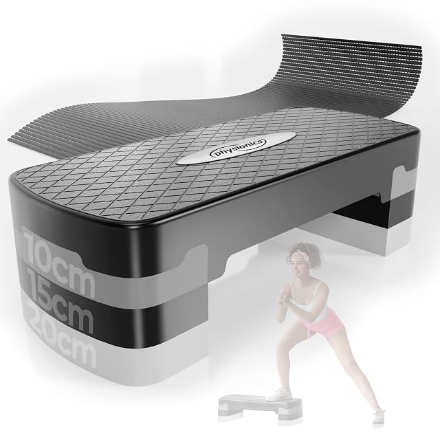PHYSIONICS step board with anti-slip rubber surface and three height settings