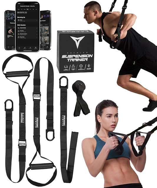 Breaking Limits sling trainer with rubber-covered handles and an extension strap