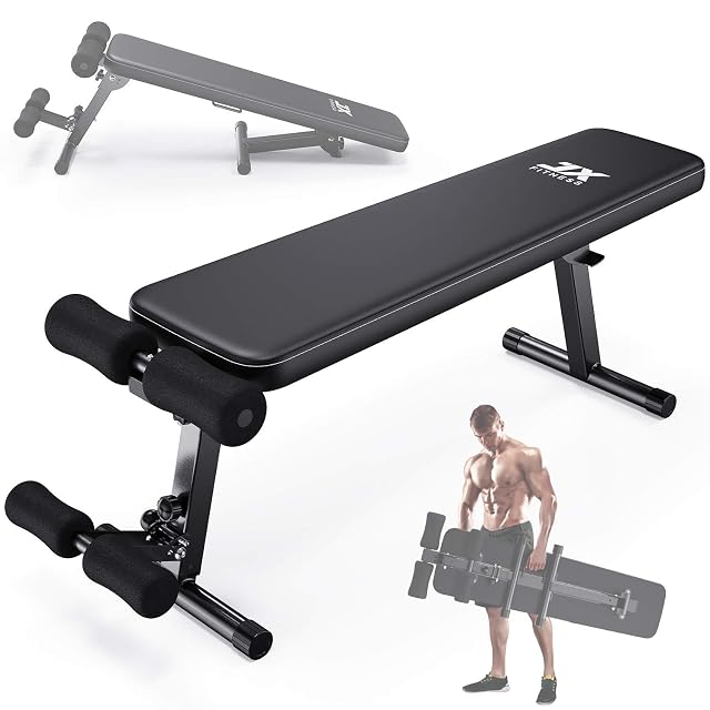 JX FITNESS folding multifunction bench with leg holder, shown flat