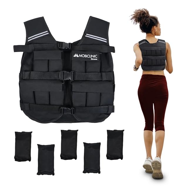 Mobiclinic Iron10 weighted vest in 600D Oxford fabric with reflective strips