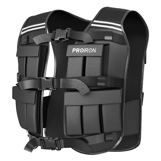 PROIRON adjustable weighted vest with reflective strips and air-mesh lining