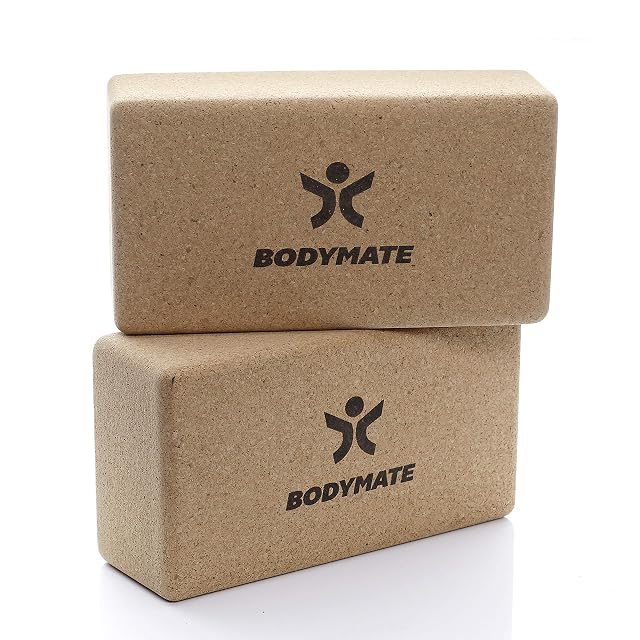 BODYMATE pair of natural cork yoga blocks
