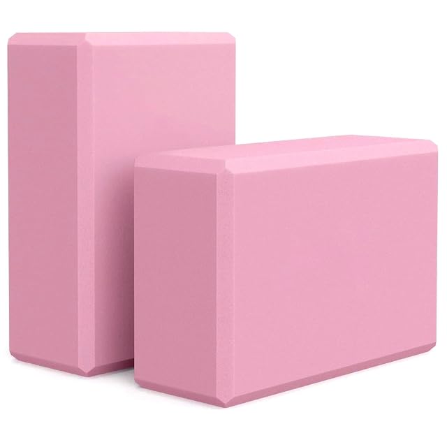 Fadayunn pair of pink EVA foam yoga blocks with rounded edges